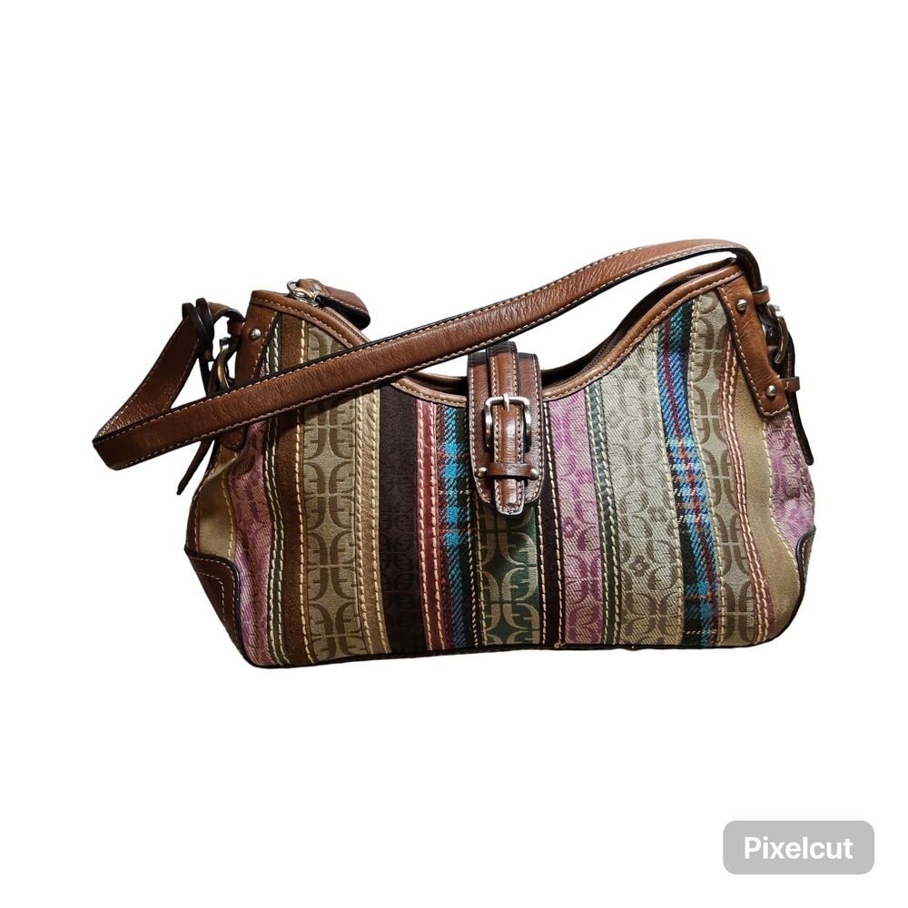 Preloved Fossil Patchwork Striped Shoulder Bag Pu… - image 2